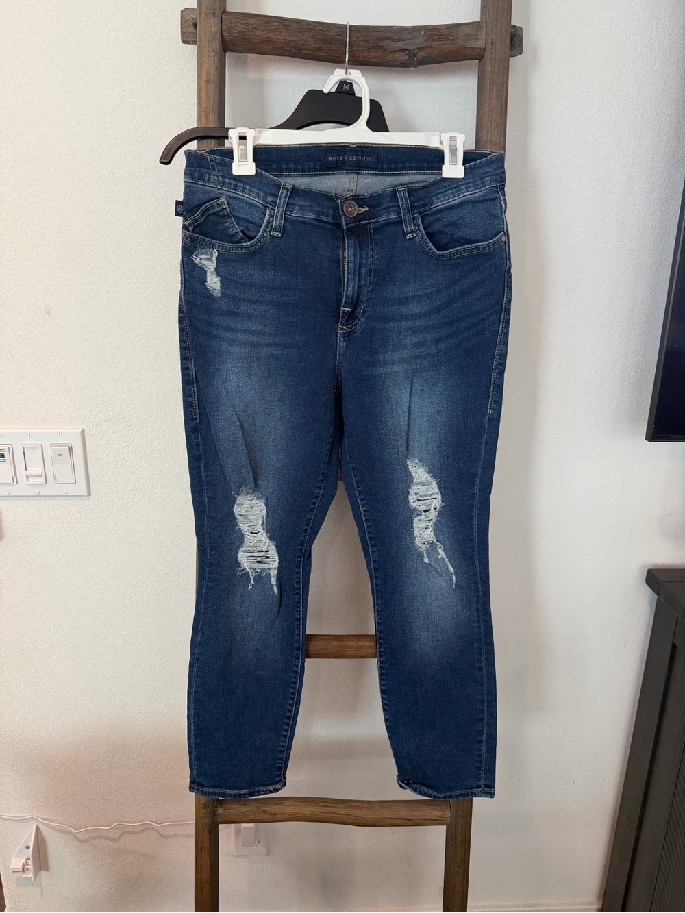 Rock & Republic Dark Blue Distressed Boyfriend Jeans